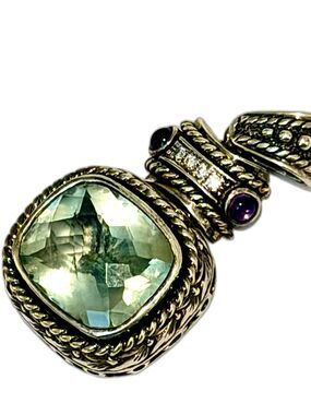 Artisan Elegance 925 Sterling Silver Pendant with Genuine Diamond & Gold Accents